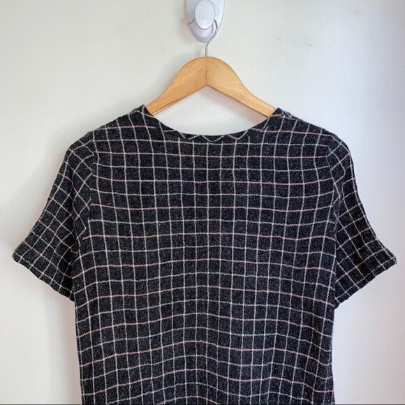 ZARA Grey Pink White Plaid Window Boxy Fit High-low Pain Print Top Size XS - Picture 6 of 12